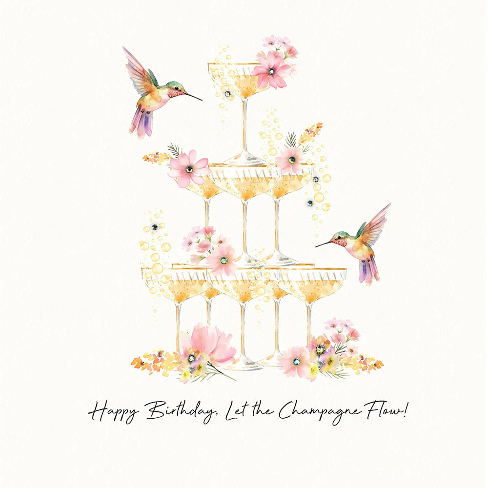 HAPPY BIRTHDAY LET THE CHAMPAGNE FLOW CARD