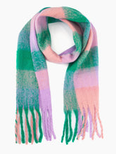 PINK AND GREEN BLOCK SCARF