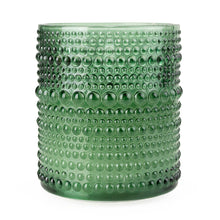 OLIVE GREEN EMBOSSED GLASS LED CANDLE