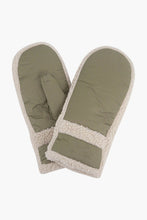 KHAKI BORG LINED MITTENS