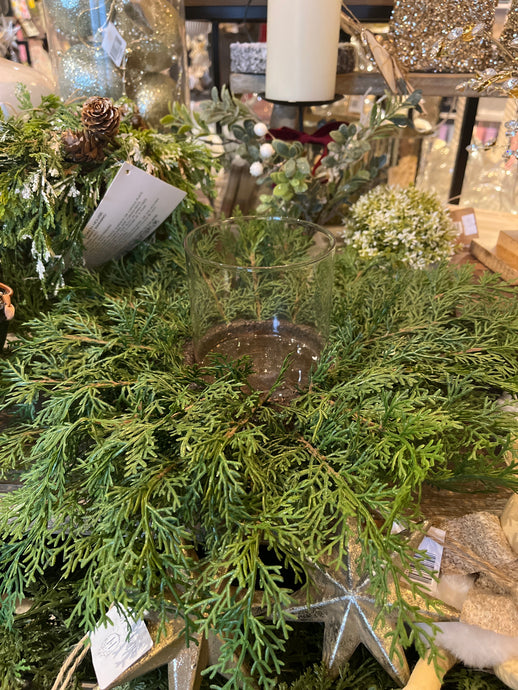 CEDAR PINE LOW CANDLE HOLDER