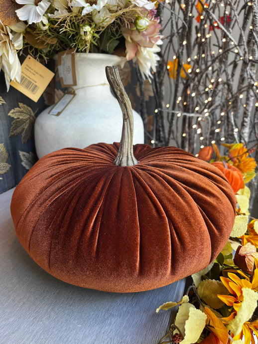 LARGE BRONZE VELVET PUMPKIN