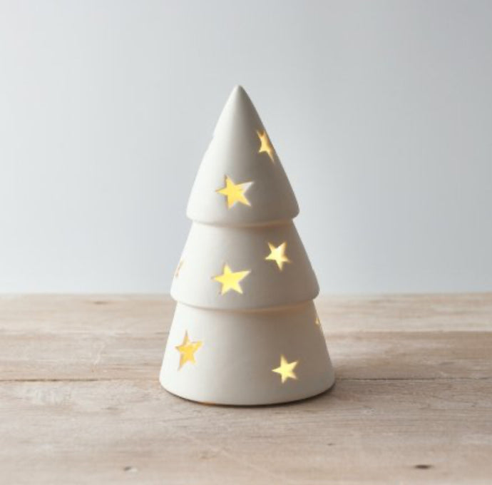 WHITE CERAMIC STARRY LED TREE