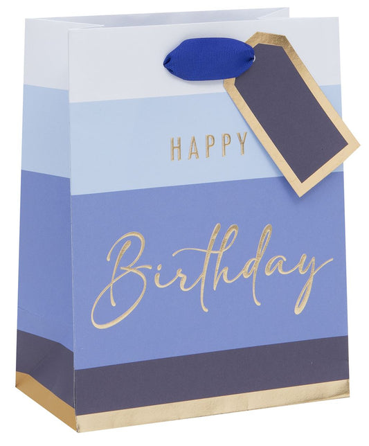 MEDIUM  BLUE HAPPY BIRTHDAY GIFT BAG