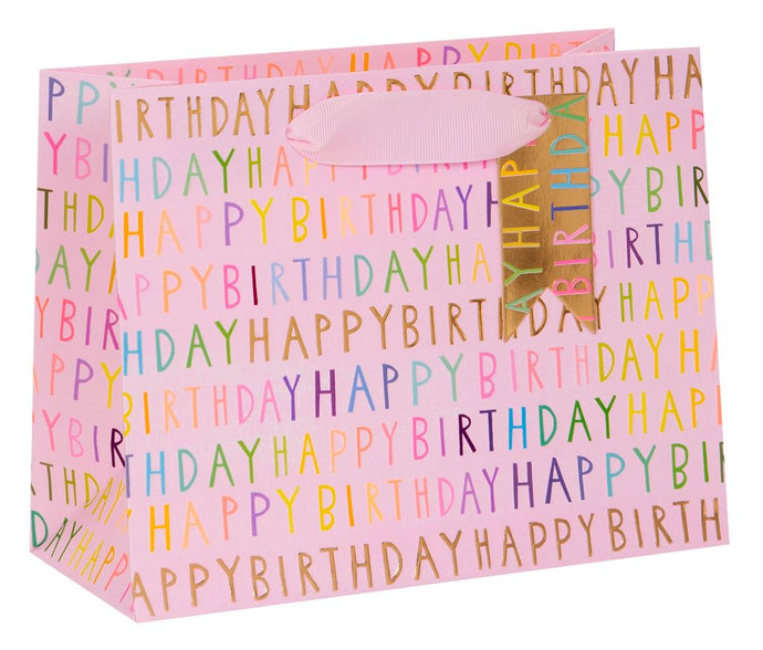 MEDIUM PINK HAPPY BIRTHDAY GIFT BAG