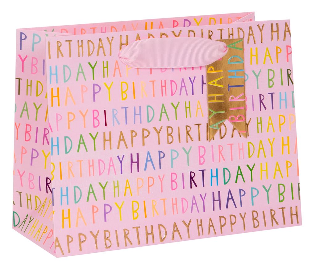 MEDIUM PINK HAPPY BIRTHDAY GIFT BAG