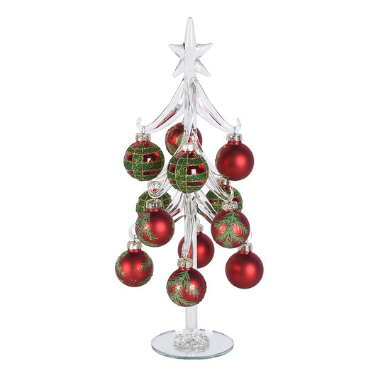 RED TARTAN GLASS BAUBLE TREE