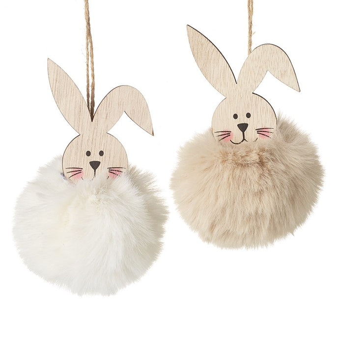 CUTE TAUPE FLUFFY BUNNY HANGING DECORATION