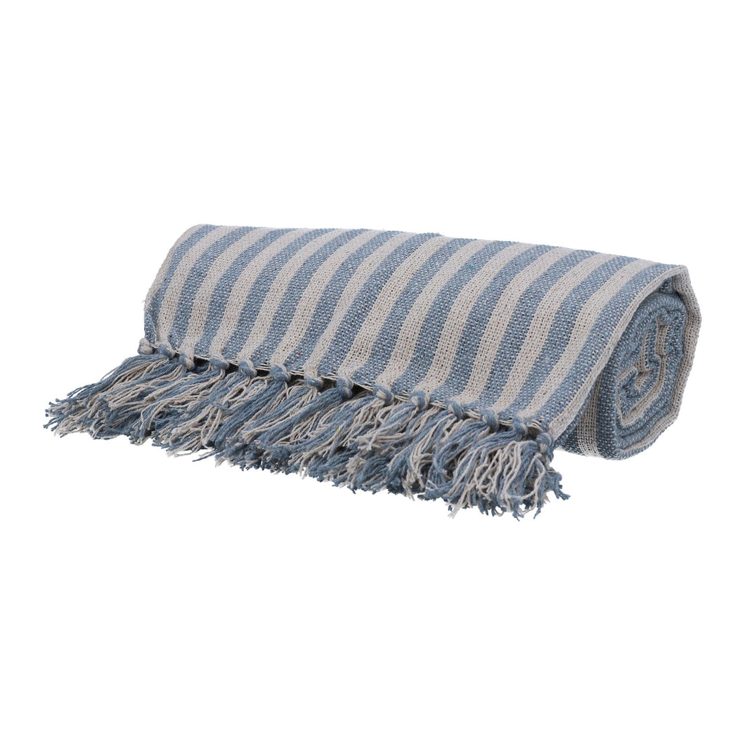 THROW BLUE LINEN STRIPE