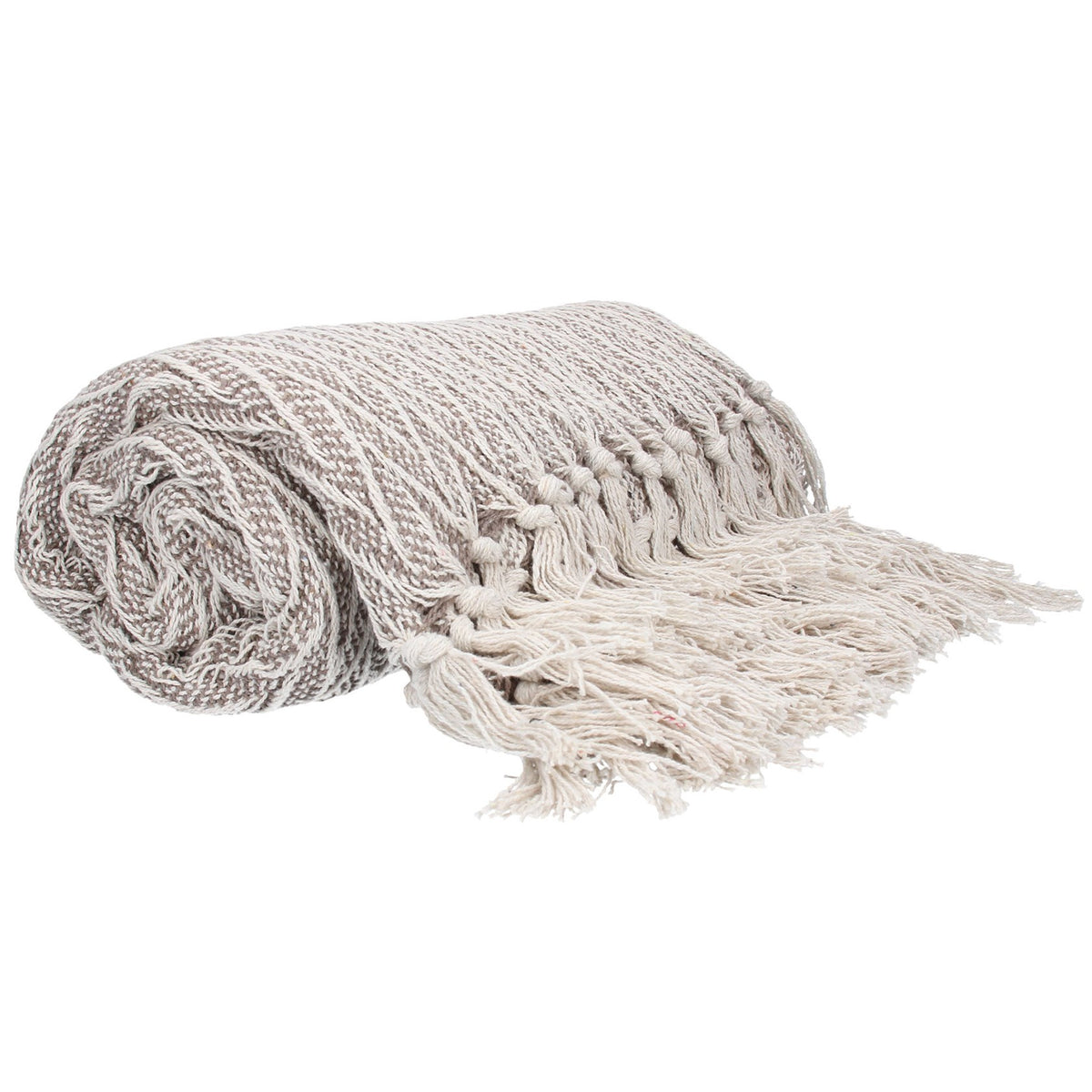 THROW TAUPE LINEN HERRINGBONE