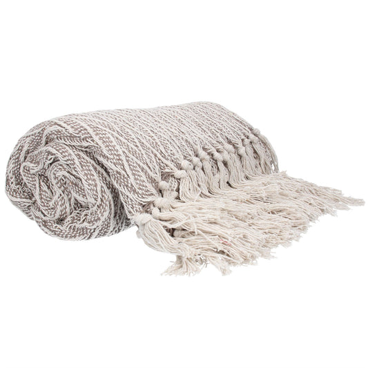 THROW TAUPE LINEN HERRINGBONE