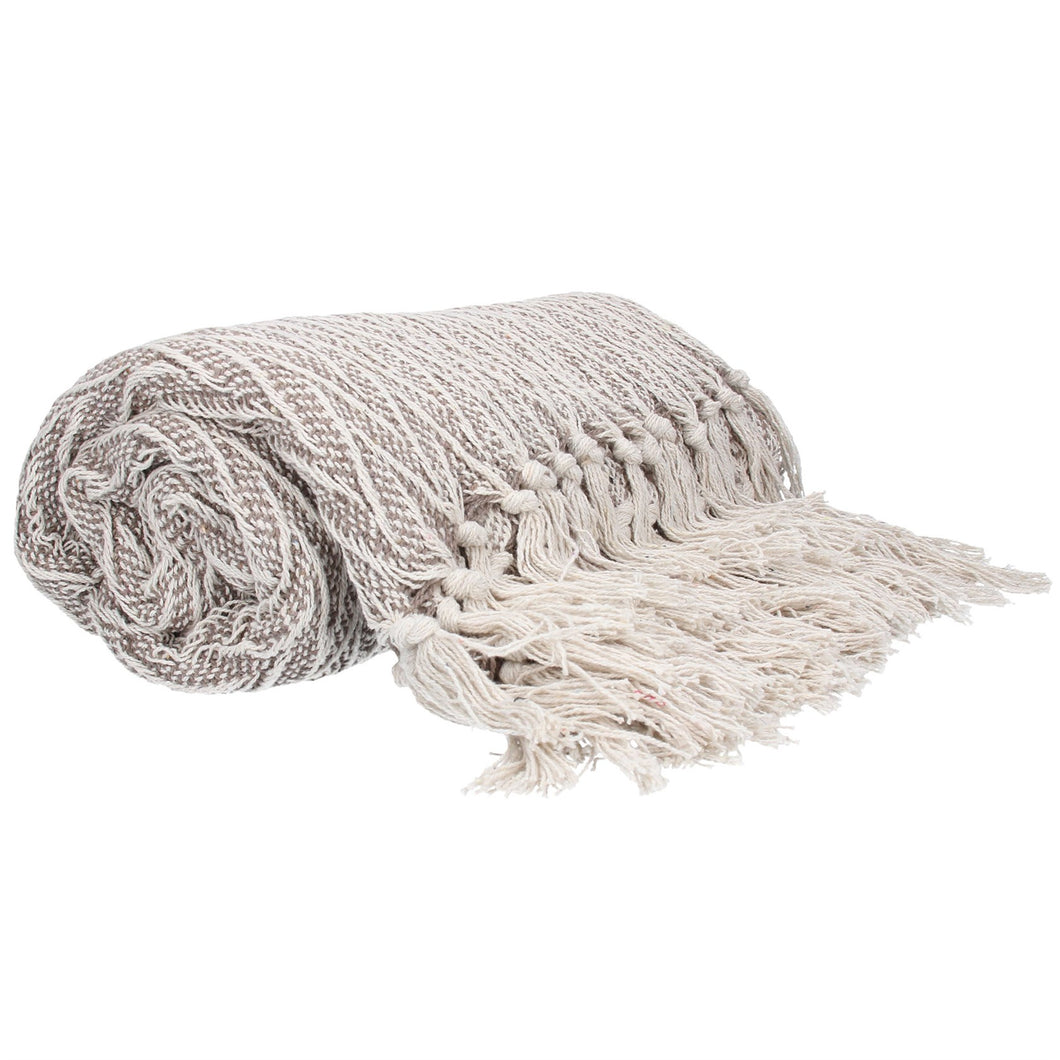 THROW TAUPE LINEN HERRINGBONE