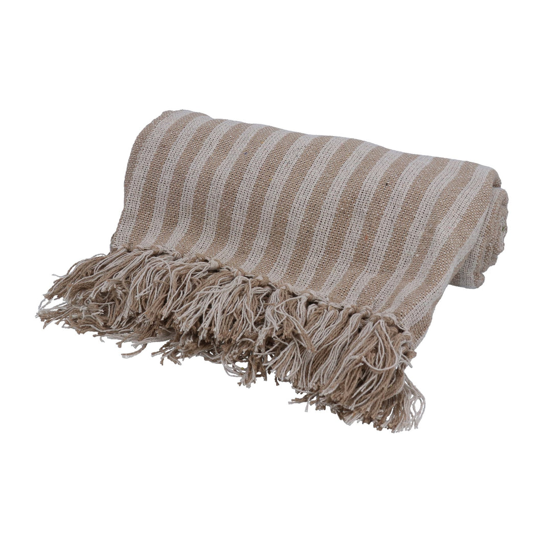 THROW LINEN TAUPE STRIPE