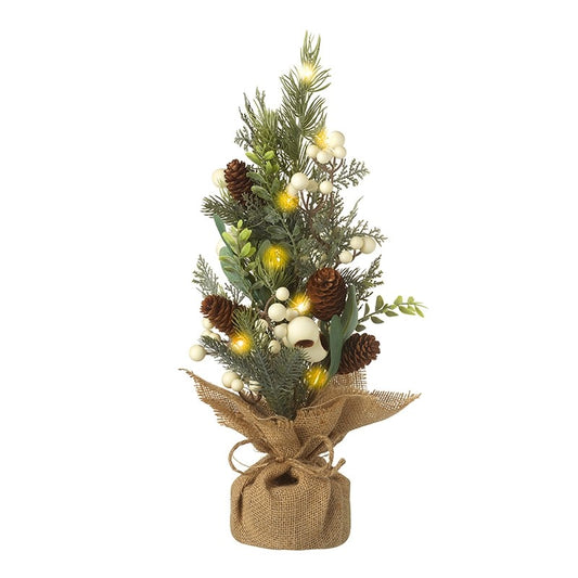 LED PINE SNOW BERRY MINI TREE