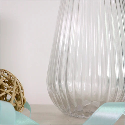 FLOSSIE TALL RIBBED GLASS VASE