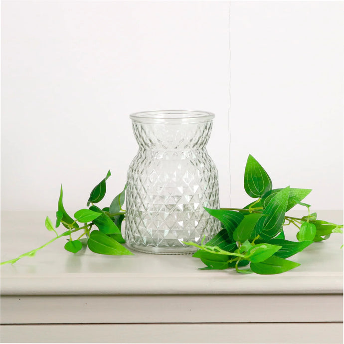 SMALL FACETED GLASS VASE