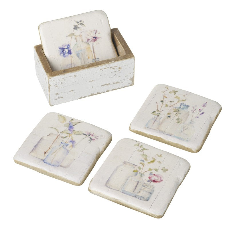 FLORAL CERAMIC COASTER SET