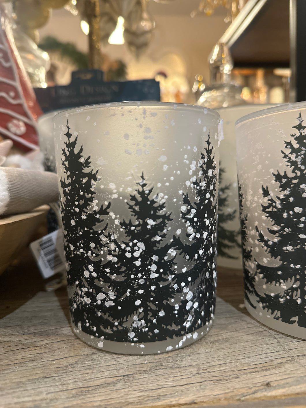 SMALL SNOWY TREE CANDLE HOLDER
