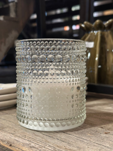 CLEAR EMBOSSED GLASS BLOW OUT LED CANDLE