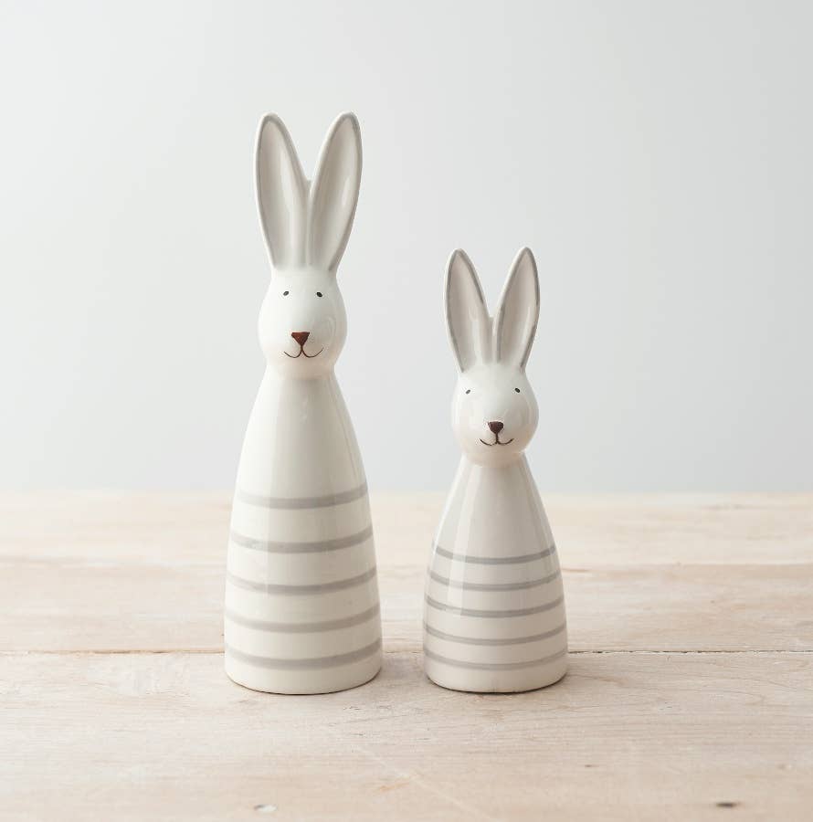 WHITE STRIPE CERAMIC RABBIT