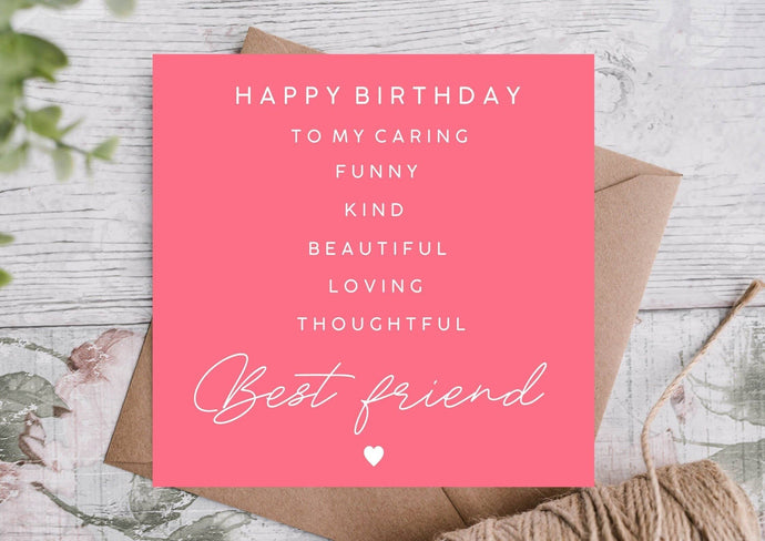 Birthday Card For Best Friend - 14.8cm x 14.8cm Size