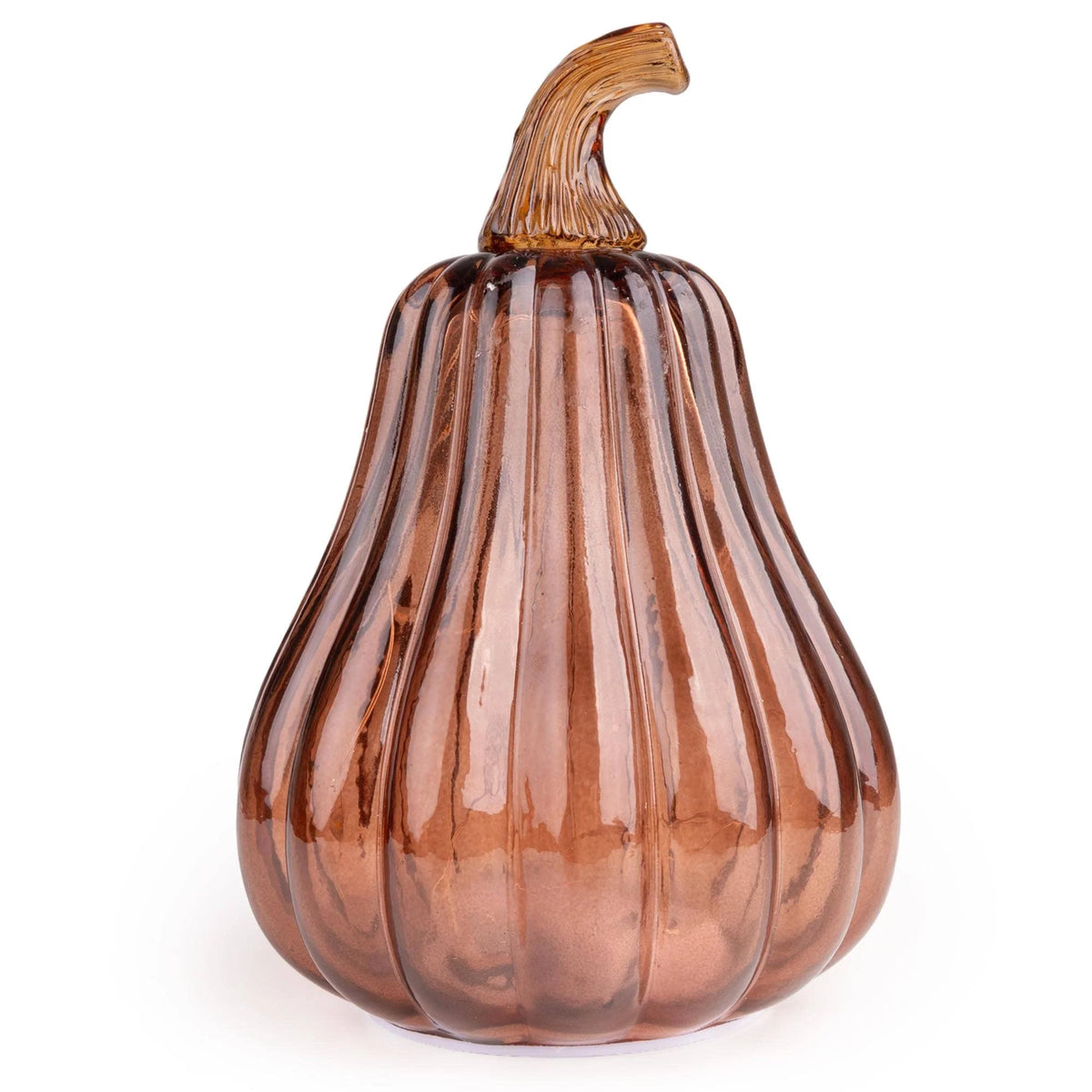 AMBER ORANGE GLASS LED PUMPKIN