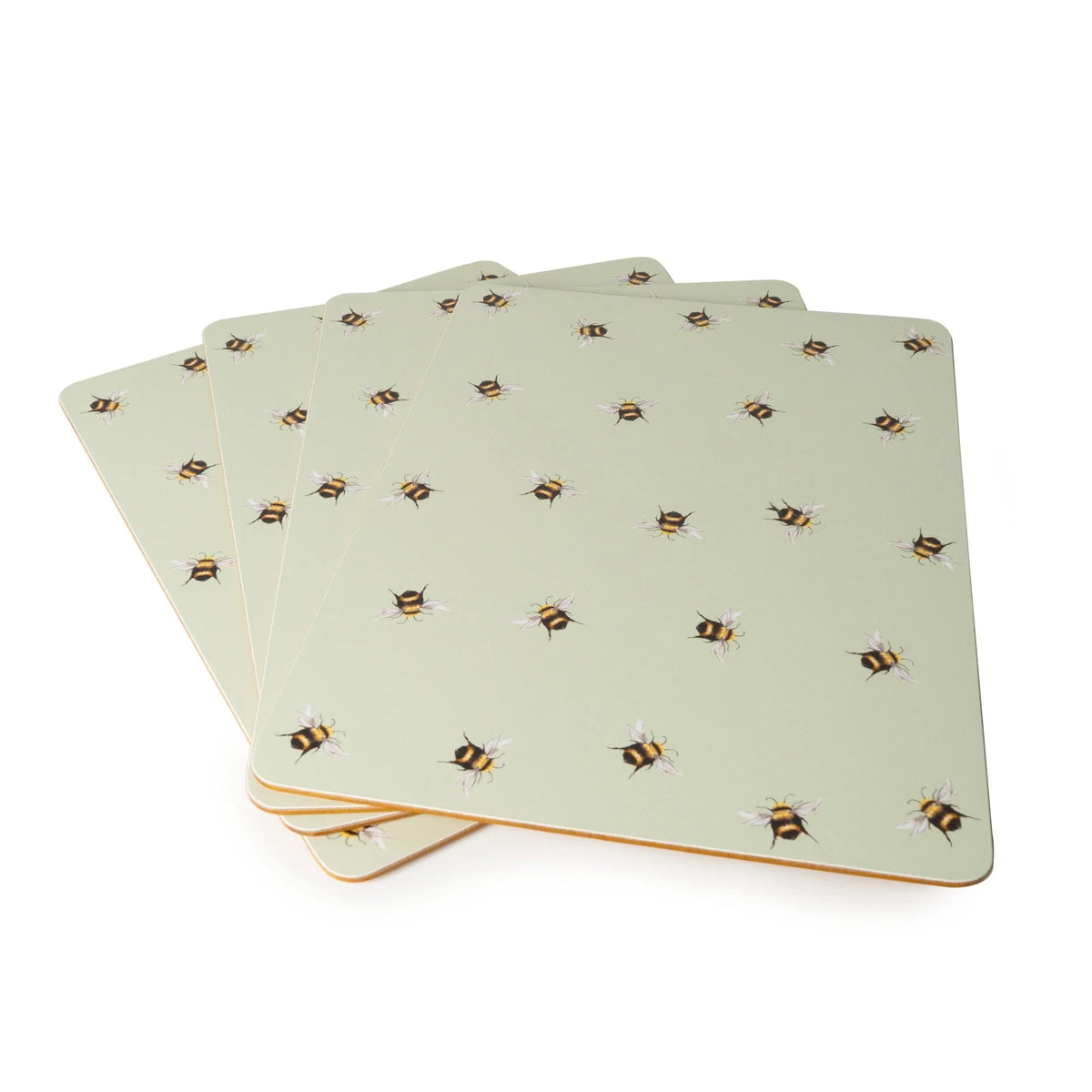 SET OF 4 BEE PLACEMATS WITH CORK BACK