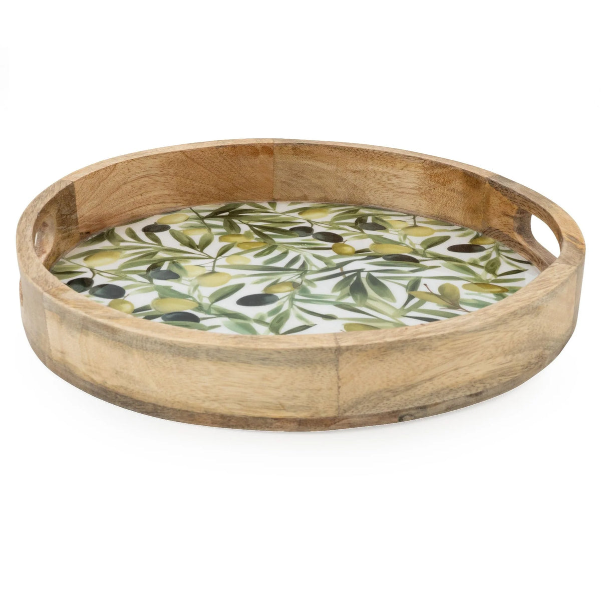 MANGO WOOD TRAY WITH OLIVE DESIGN