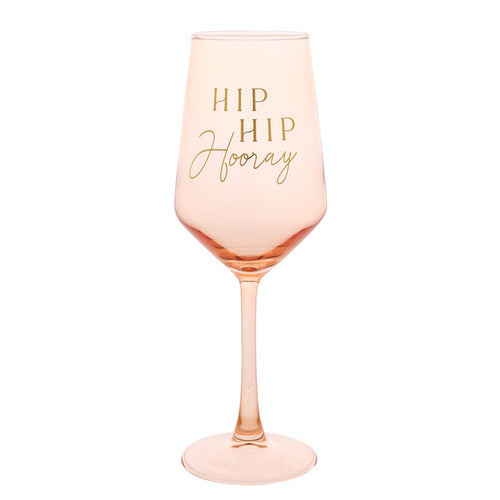 HIP HIP HOORAY WINE GLASS