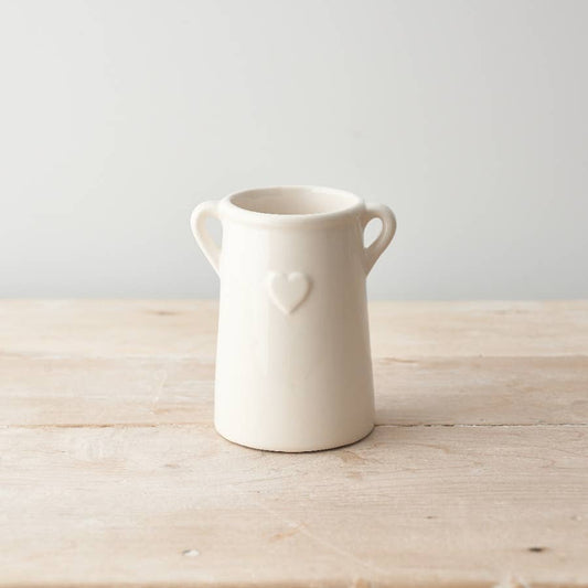 WHITE HEART TALL POT