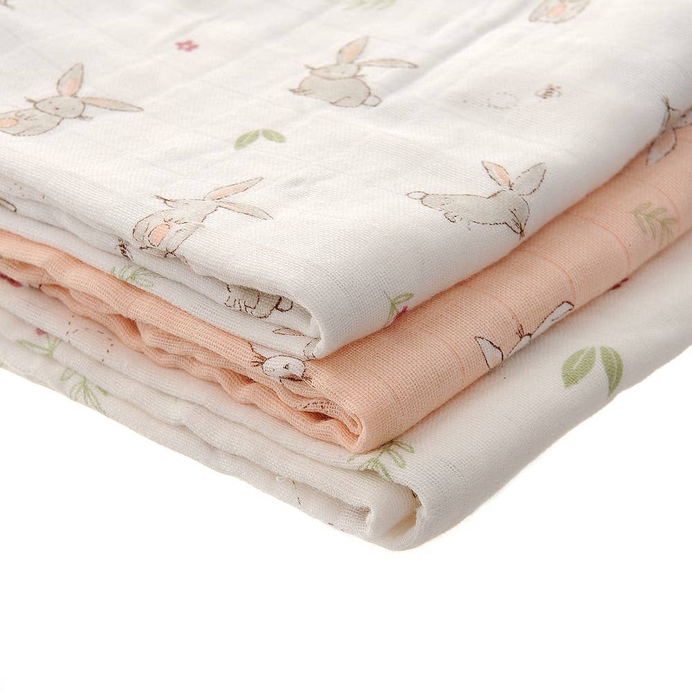 PINK BUNNIES MUSLIN SET