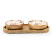 VINTAGE ROSE MANGO WOOD DIPPING BOWL SET