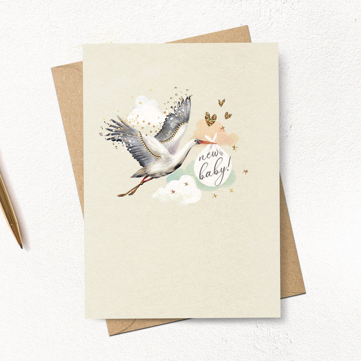 NEW BABY STORK CARD