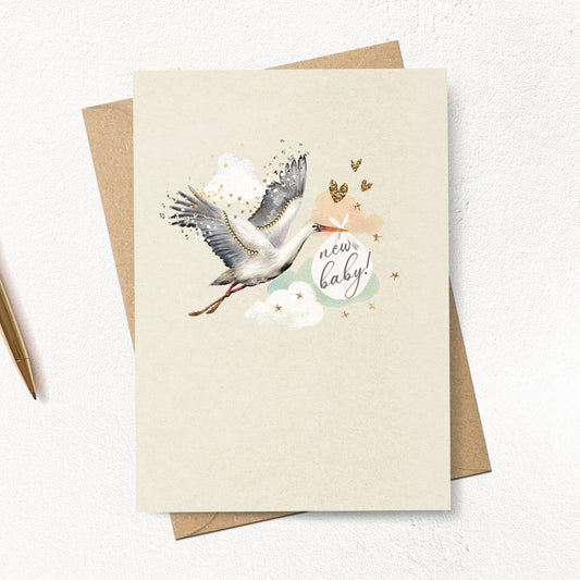 NEW BABY STORK CARD