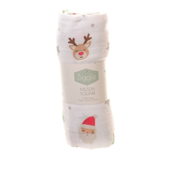 FATHER CHRISTMAS & REINDEER MUSLIN