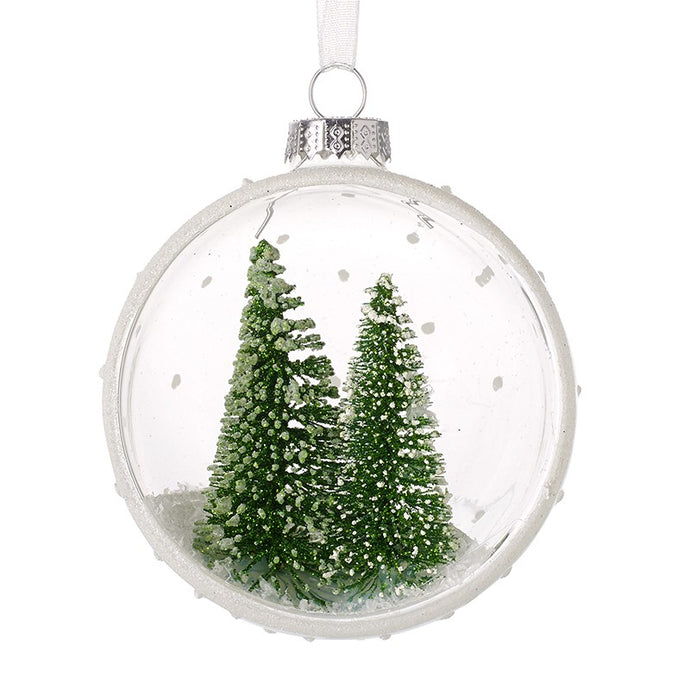 GLASS BAUBLE WITH FIR TREES