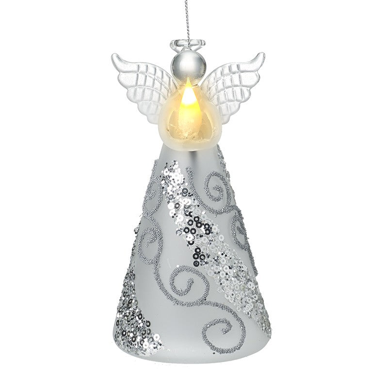 SILVER SWIRL LED ANGEL