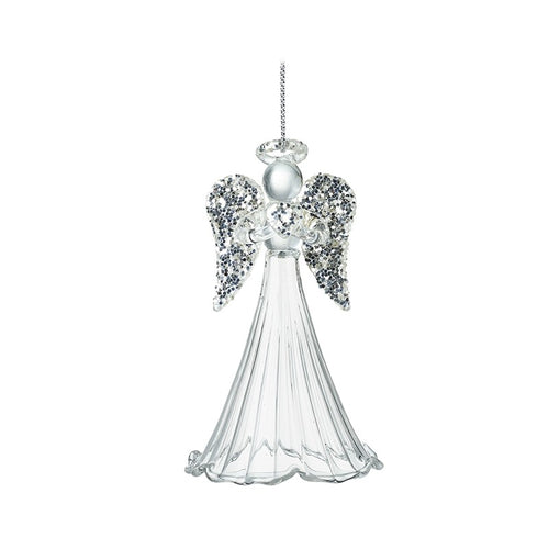HANGING SILVER GLASS ANGEL