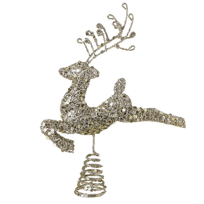 GOLD GLITTER REINDEER TREE TOPPER
