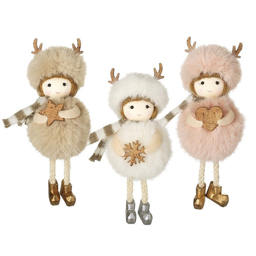 FLUFFY POM POM GIRL WITH ANTLERS