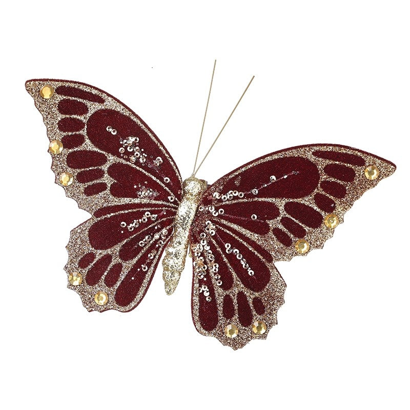 BURGUNDY VELVET BUTTERFLY