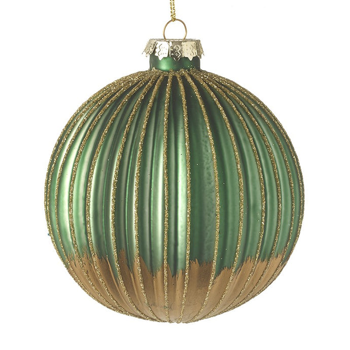 GREEN & GOLD GLASS BAUBLE
