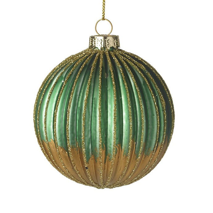 SMALL GREEN & GOLD GLASS BAUBLE