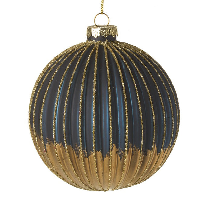 BLUE & GOLD GLASS BAUBLE