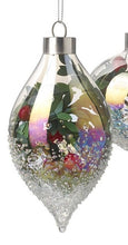 IRREDESCENT GLASS BAUBLE WITH BERRIES AND FOLIAGE