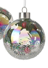 IRREDESCENT GLASS BAUBLE WITH BERRIES AND FOLIAGE