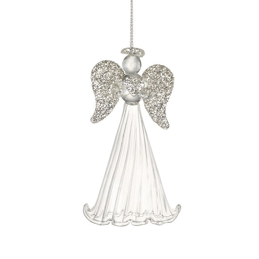 GLASS ANGEL WITH SILVER WINGS