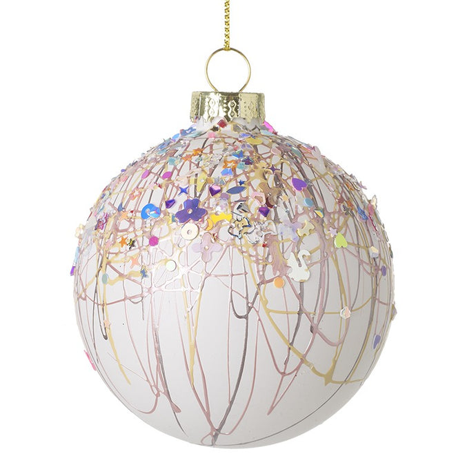 WHITE & MULTICOLOUR BAUBLE