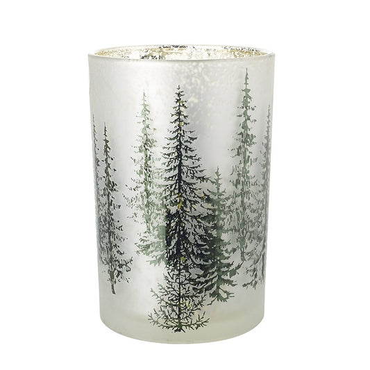 LARGE TREE DESIGN GLASS CANDLE HOLDER