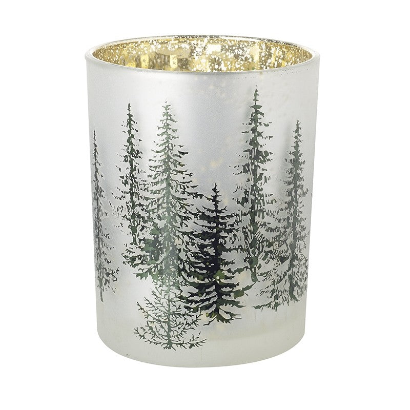 SMALL TREE DESIGN GLASS CANDLE HOLDER